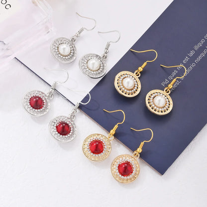 1 Pair Simple Style Classic Style Shiny Letter Inlay Alloy Rhinestones Drop Earrings