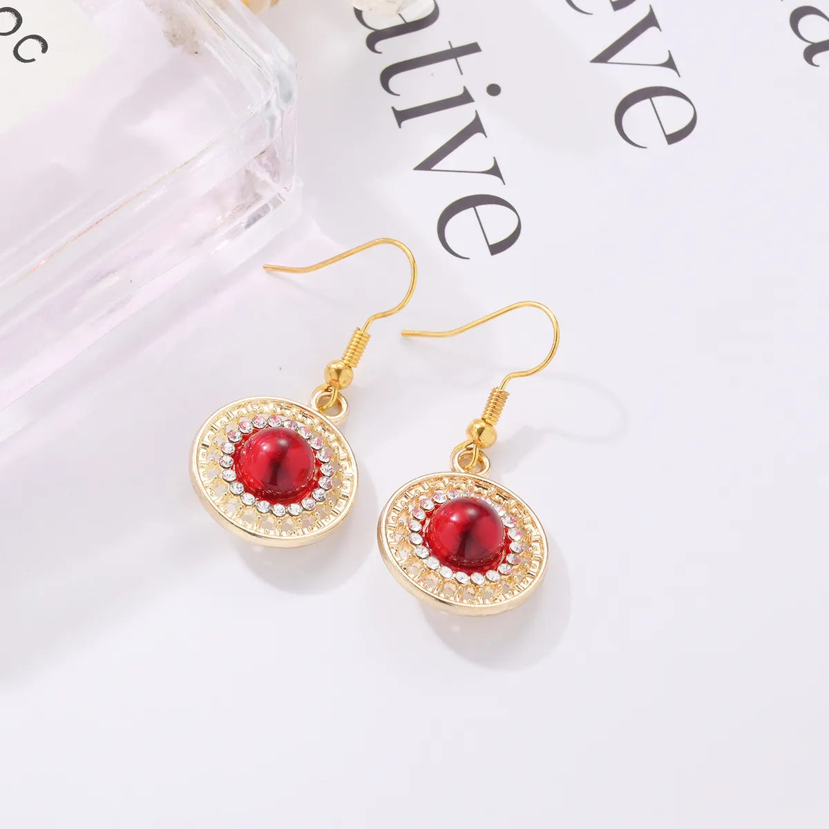 1 Pair Simple Style Classic Style Shiny Letter Inlay Alloy Rhinestones Drop Earrings