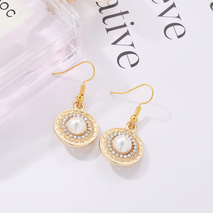 1 Pair Simple Style Classic Style Shiny Letter Inlay Alloy Rhinestones Drop Earrings