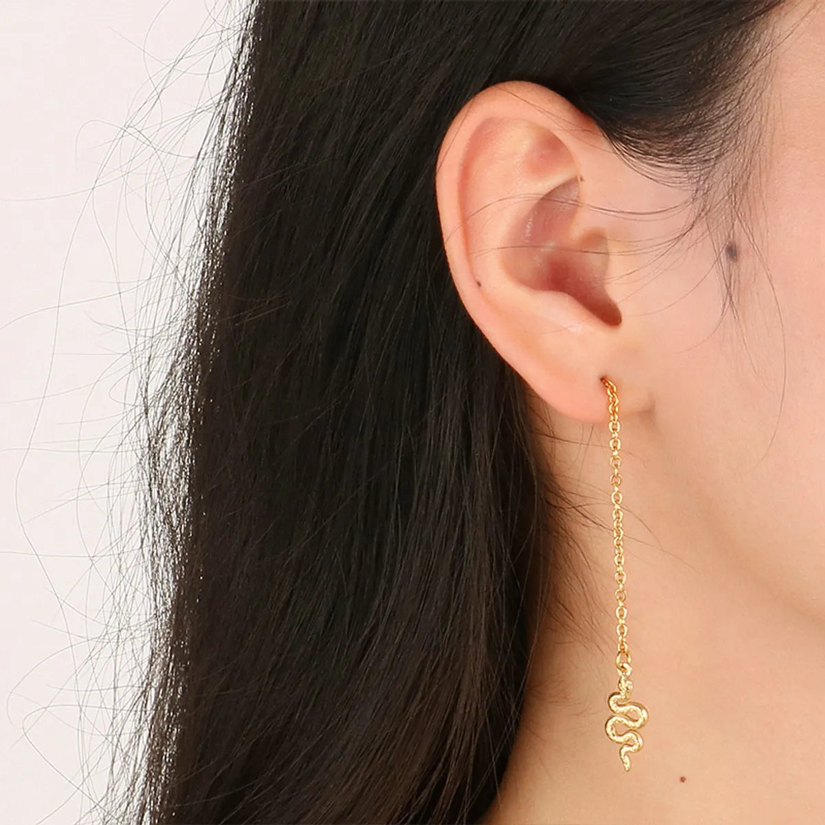 1 Pair Simple Style Classic Style Snake Plating Stainless Steel 18K Gold Plated Drop Earrings