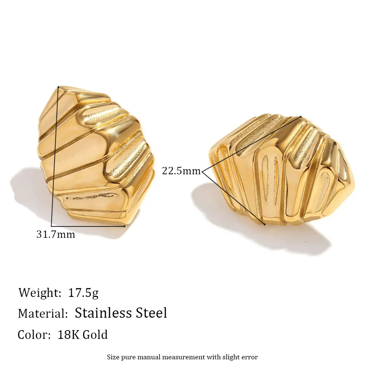 1 Pair Simple Style Classic Style Solid Color 304 Stainless Steel 18K Gold Plated Ear Studs