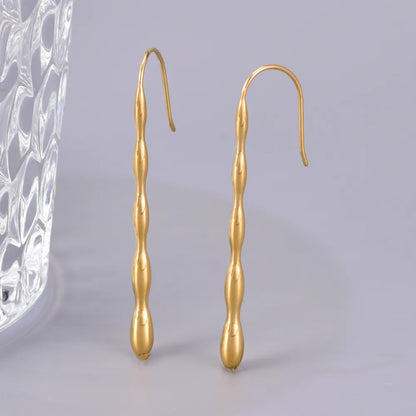 1 Pair Simple Style Classic Style Solid Color 304 Stainless Steel Titanium Steel 18K Gold Plated Drop Earrings