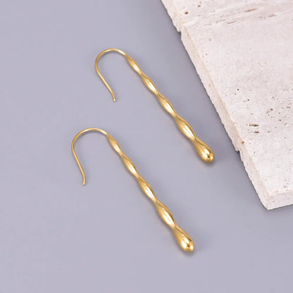 1 Pair Simple Style Classic Style Solid Color 304 Stainless Steel Titanium Steel 18K Gold Plated Drop Earrings