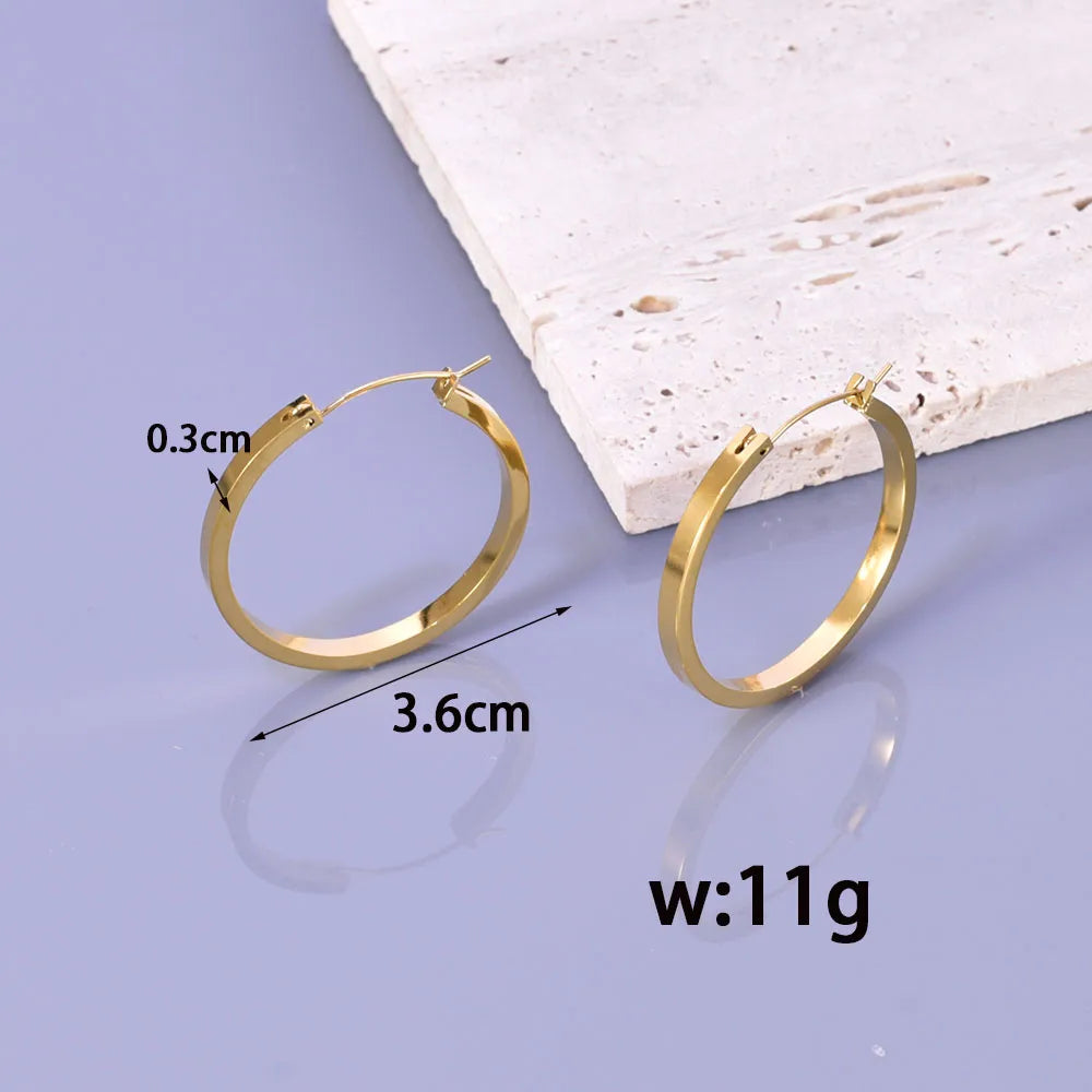 1 Pair Simple Style Classic Style Solid Color 304 Stainless Steel Titanium Steel 18K Gold Plated Rose Gold Plated Earrings