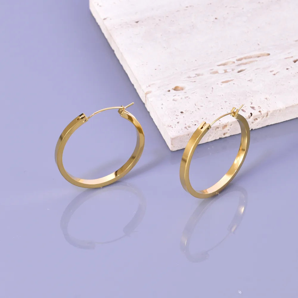 1 Pair Simple Style Classic Style Solid Color 304 Stainless Steel Titanium Steel 18K Gold Plated Rose Gold Plated Earrings