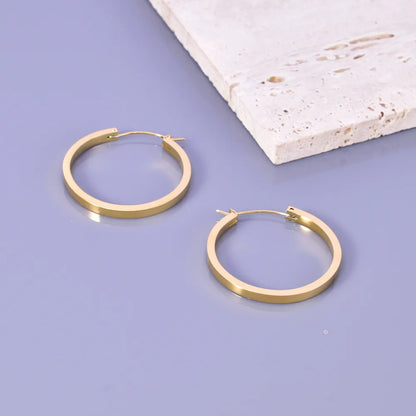 1 Pair Simple Style Classic Style Solid Color 304 Stainless Steel Titanium Steel 18K Gold Plated Rose Gold Plated Earrings