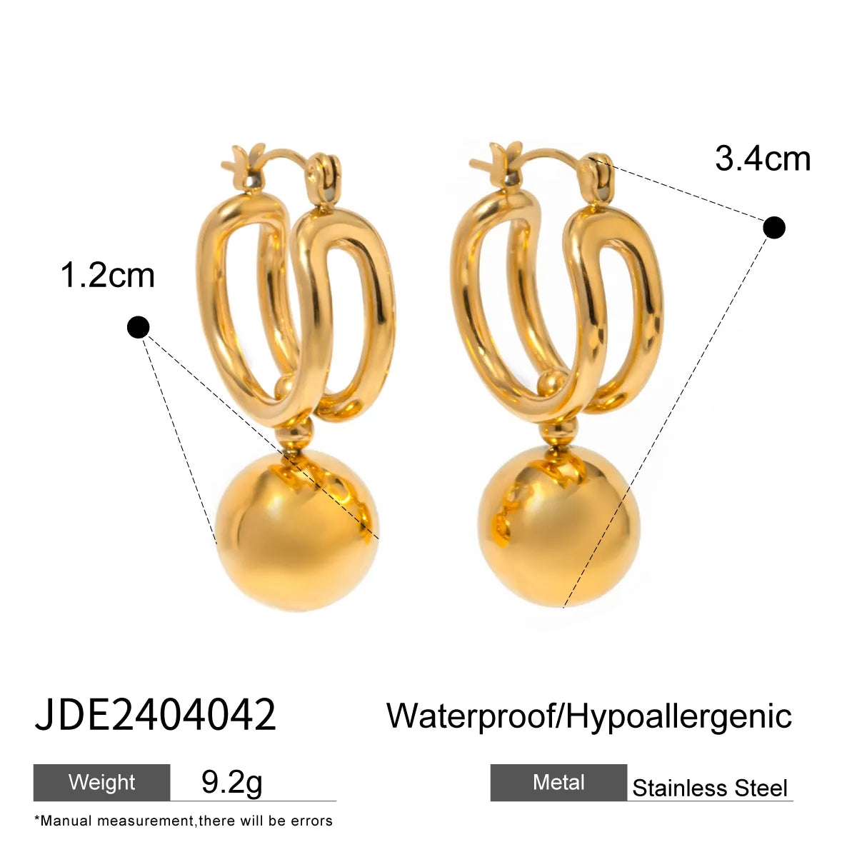 1 Pair Simple Style Classic Style Solid Color 316 Stainless Steel  Drop Earrings