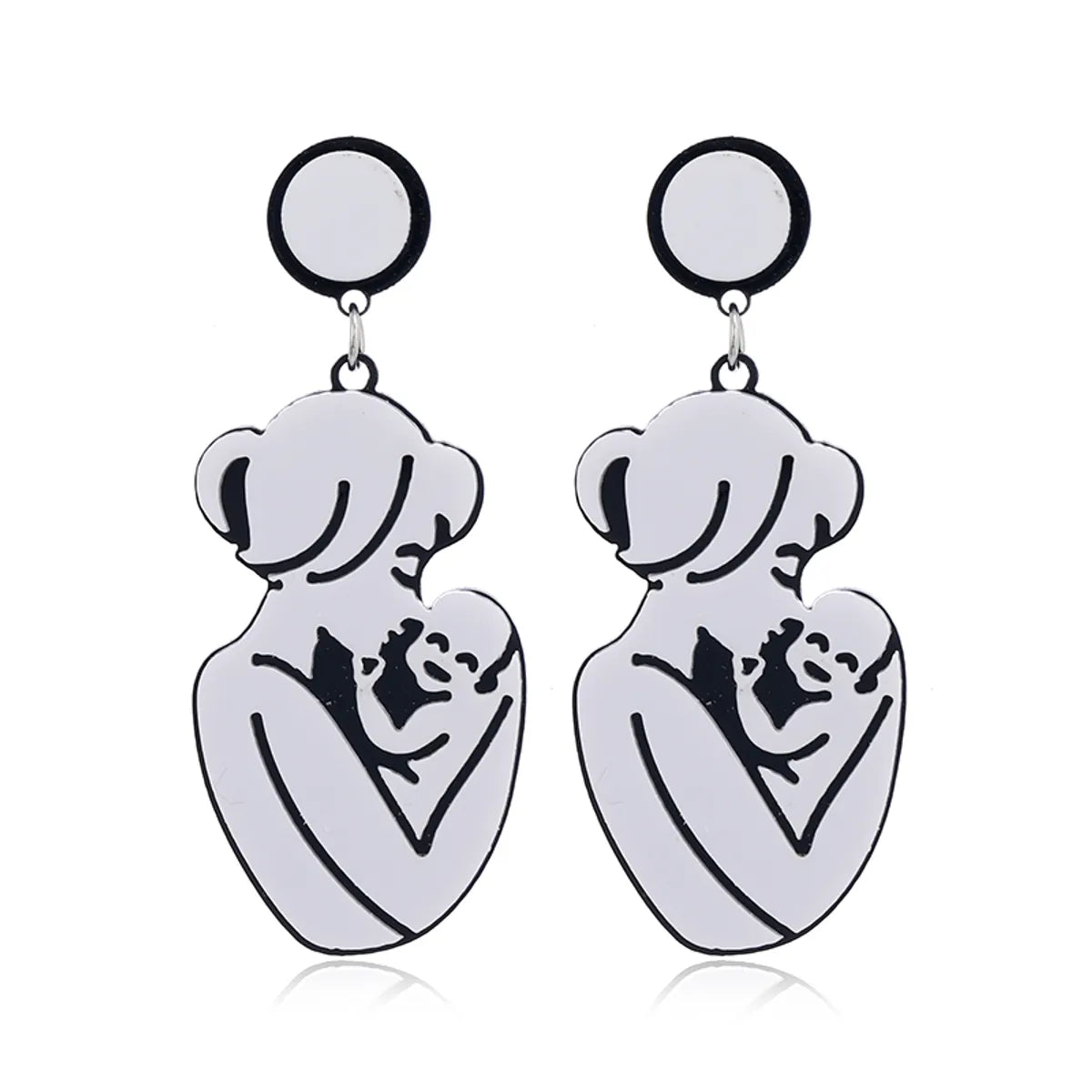 1 Pair Simple Style Classic Style Solid Color Asymmetrical Plating Arylic Silver Plated Drop Earrings