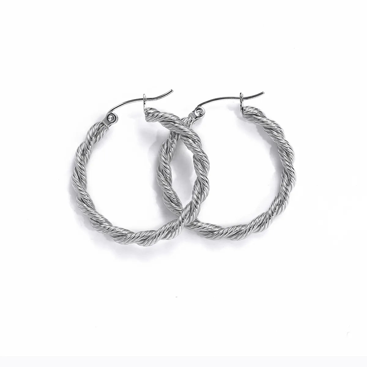 1 Pair Simple Style Classic Style Solid Color Braid Stainless Steel Earrings