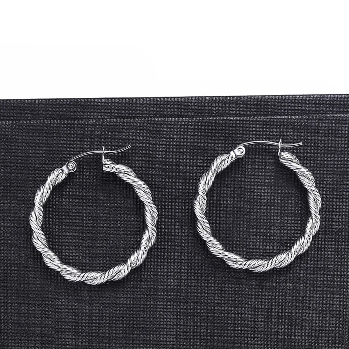 1 Pair Simple Style Classic Style Solid Color Braid Stainless Steel Earrings