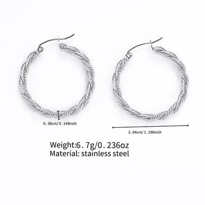 1 Pair Simple Style Classic Style Solid Color Braid Stainless Steel Earrings