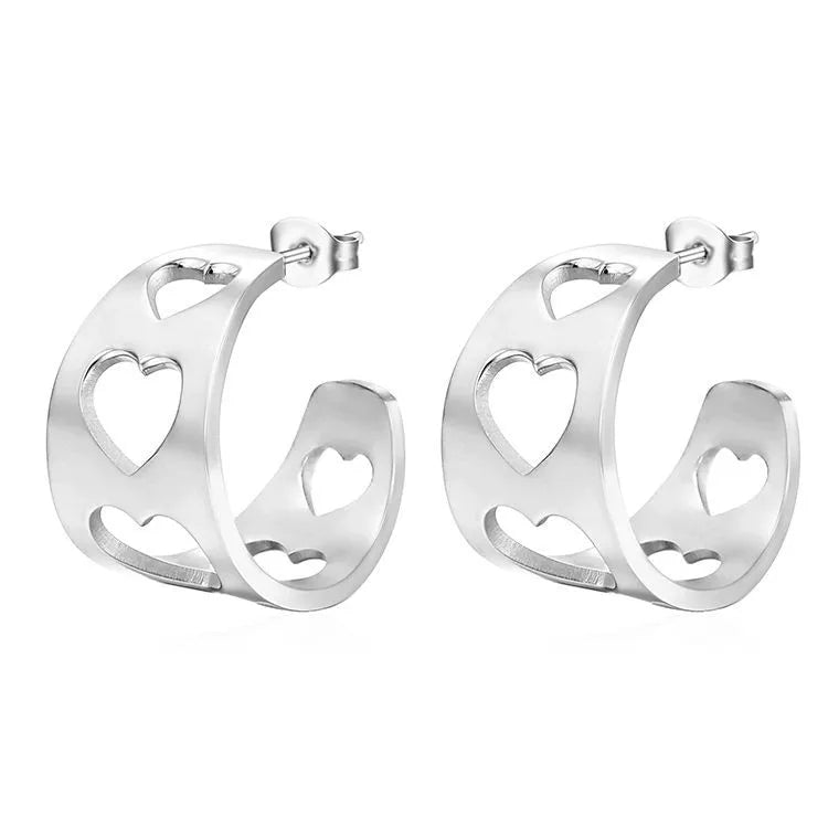 1 Pair Simple Style Classic Style Solid Color Hollow Out 201 Stainless Steel Ear Studs