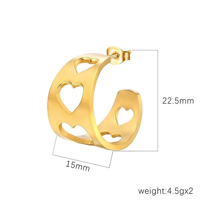 1 Pair Simple Style Classic Style Solid Color Hollow Out 201 Stainless Steel Ear Studs