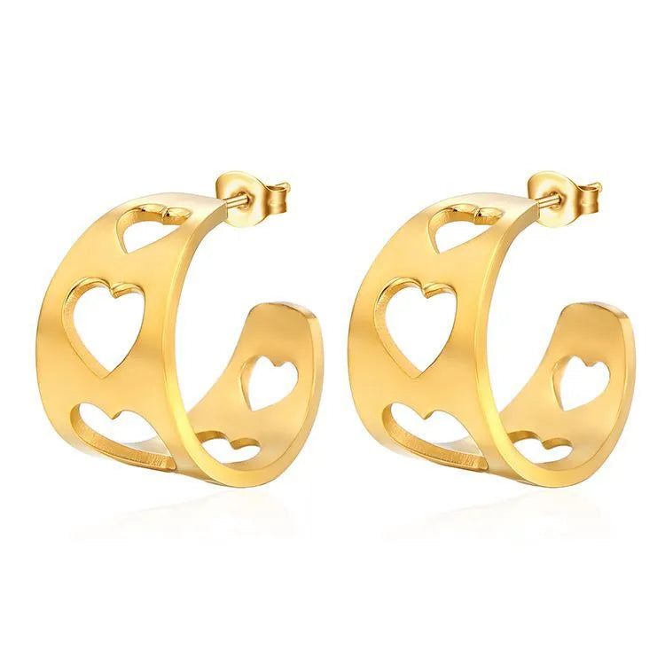 1 Pair Simple Style Classic Style Solid Color Hollow Out 201 Stainless Steel Ear Studs