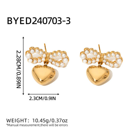 1 Pair Simple Style Classic Style Solid Color Inlay 304 Stainless Steel Imitation Pearl Ear Studs