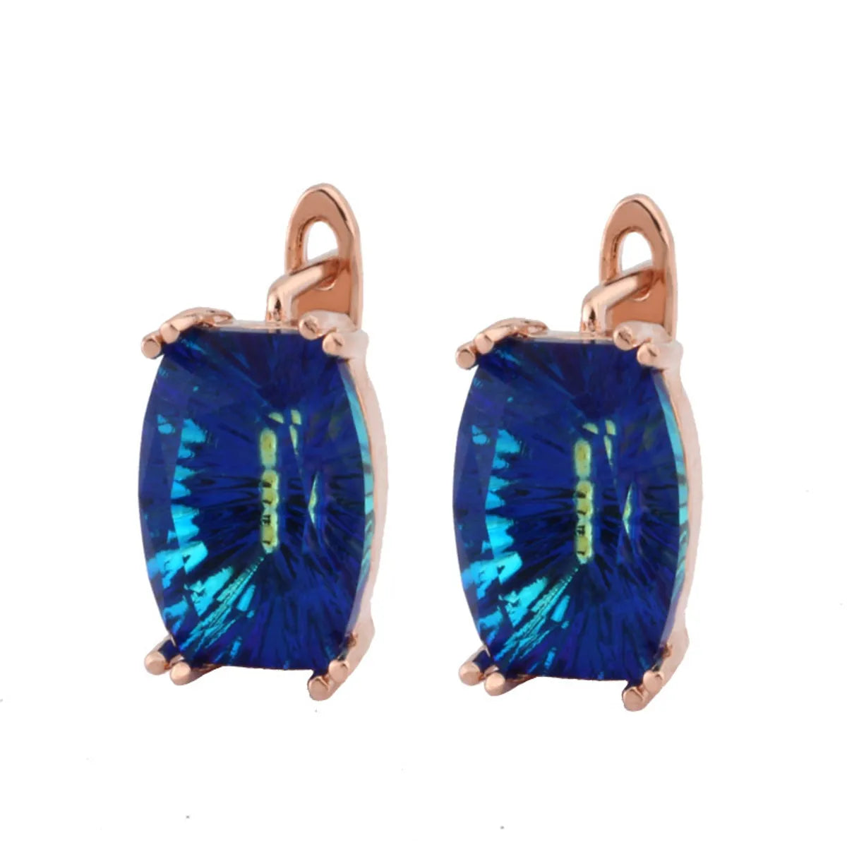 1 Pair Simple Style Classic Style Solid Color Inlay Copper Artificial Gemstones Earrings