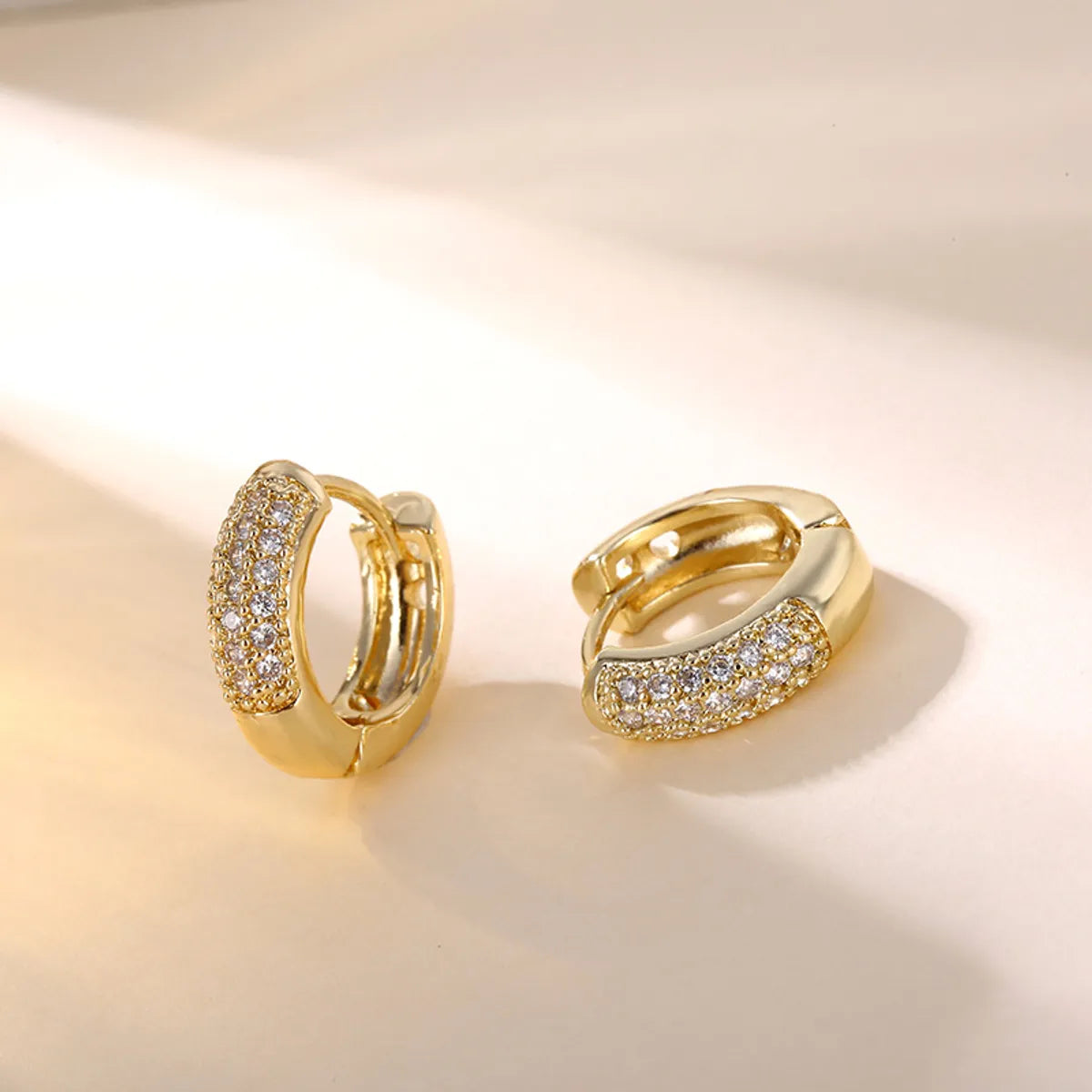 1 Pair Simple Style Classic Style Solid Color Inlay Copper Zircon K Gold Plated Rhodium Plated Ear Studs