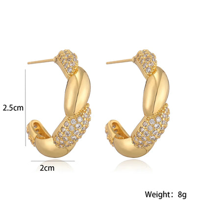 1 Pair Simple Style Classic Style Solid Color Inlay Copper Zircon Ear Studs