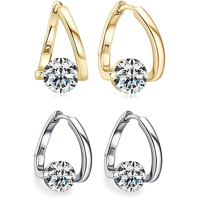 1 Pair Simple Style Classic Style Solid Color Inlay Copper Zircon Earrings