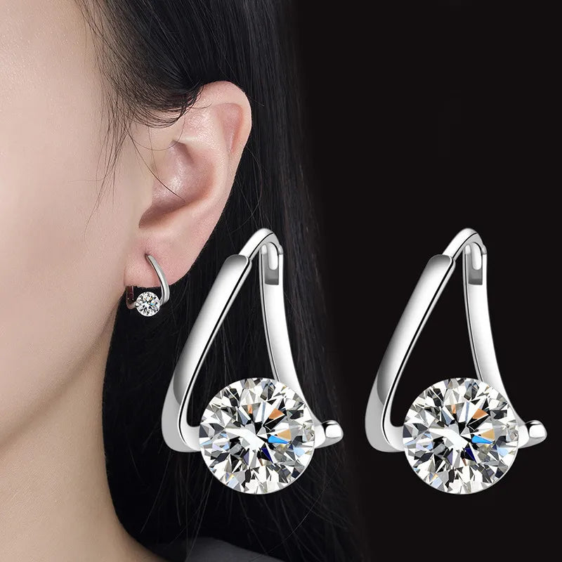 1 Pair Simple Style Classic Style Solid Color Inlay Copper Zircon Earrings