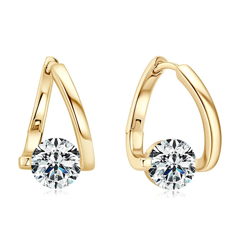 1 Pair Simple Style Classic Style Solid Color Inlay Copper Zircon Earrings