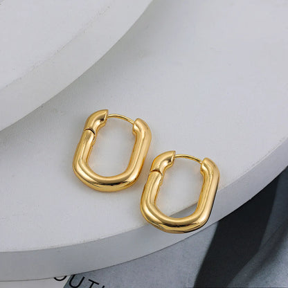 1 Pair Simple Style Classic Style Solid Color Inlay Copper Zircon Hoop Earrings