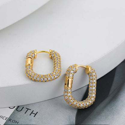 1 Pair Simple Style Classic Style Solid Color Inlay Copper Zircon Hoop Earrings