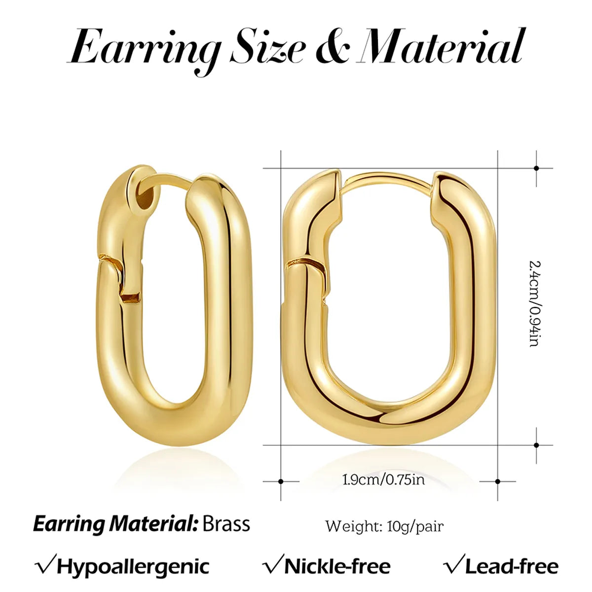 1 Pair Simple Style Classic Style Solid Color Inlay Copper Zircon Hoop Earrings