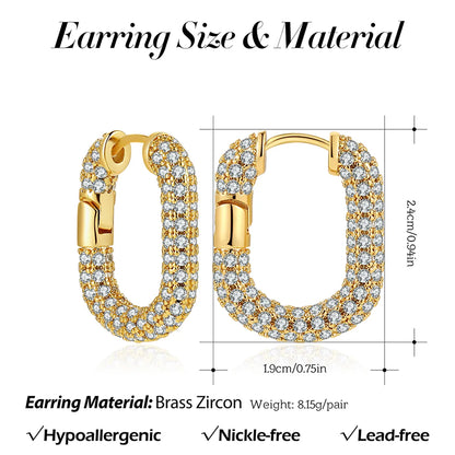 1 Pair Simple Style Classic Style Solid Color Inlay Copper Zircon Hoop Earrings