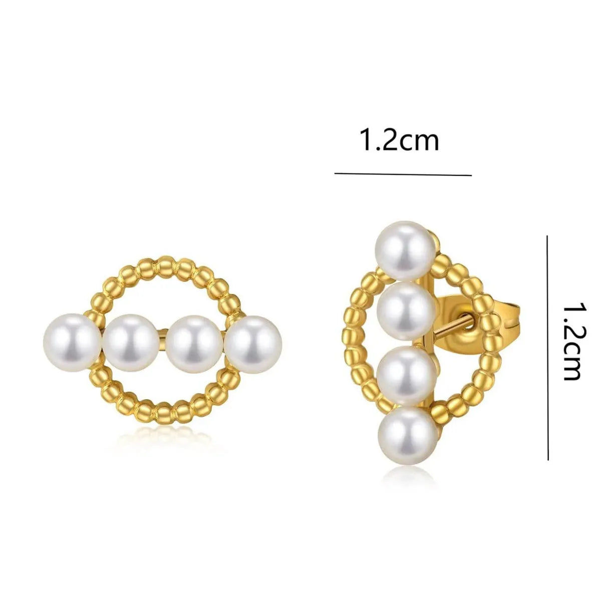 1 Pair Simple Style Classic Style Solid Color Inlay Stainless Steel Pearl Ear Studs