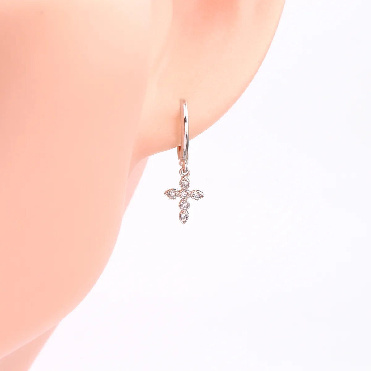 1 Pair Simple Style Classic Style Solid Color Inlay Sterling Silver Gem Drop Earrings