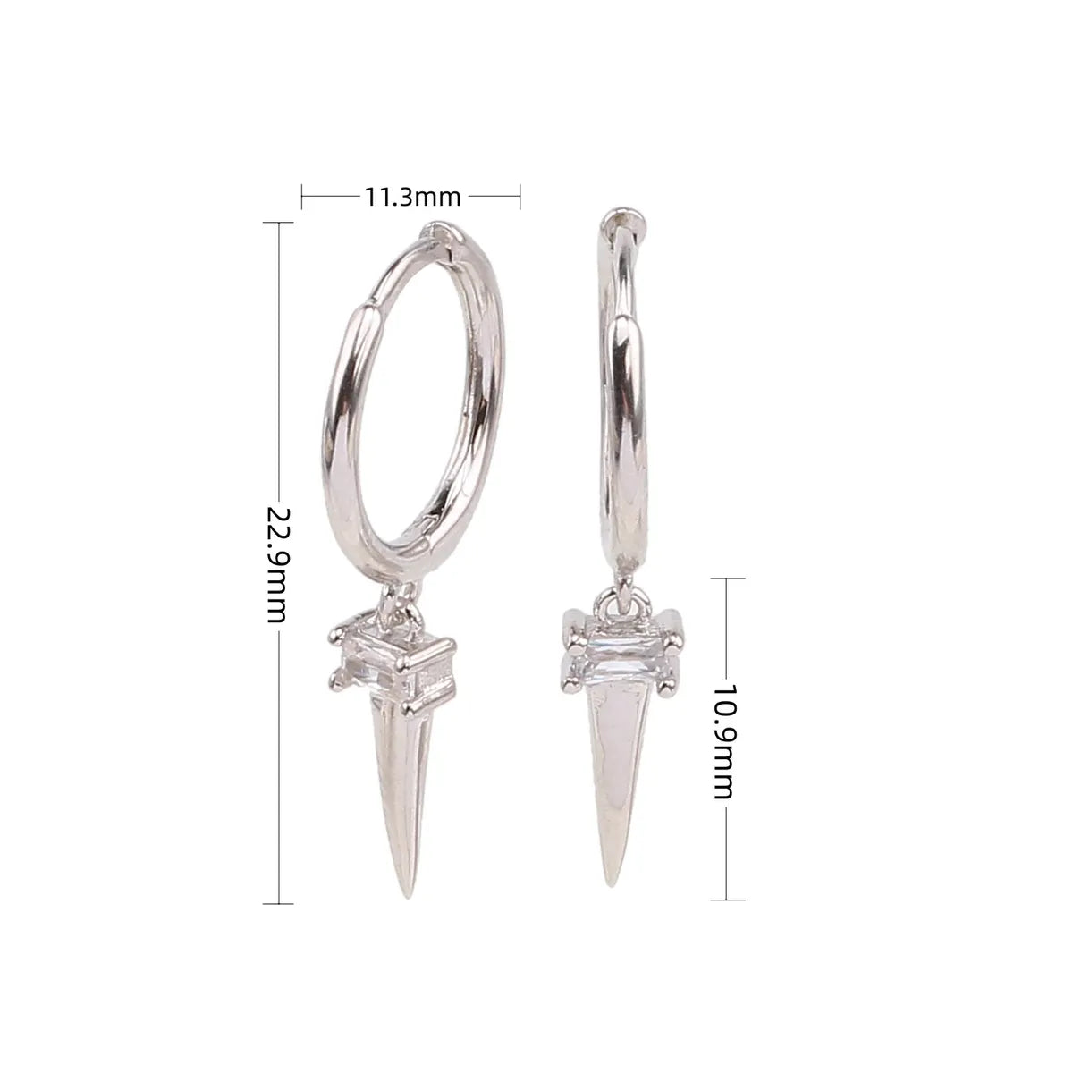 1 Pair Simple Style Classic Style Solid Color Inlay Sterling Silver Zircon Drop Earrings