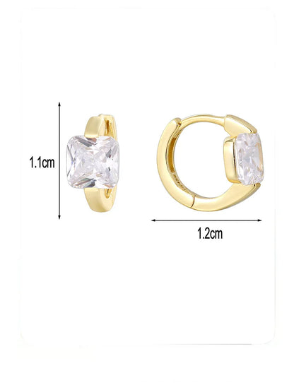 1 Pair Simple Style Classic Style Solid Color Inlay Sterling Silver Zircon Earrings