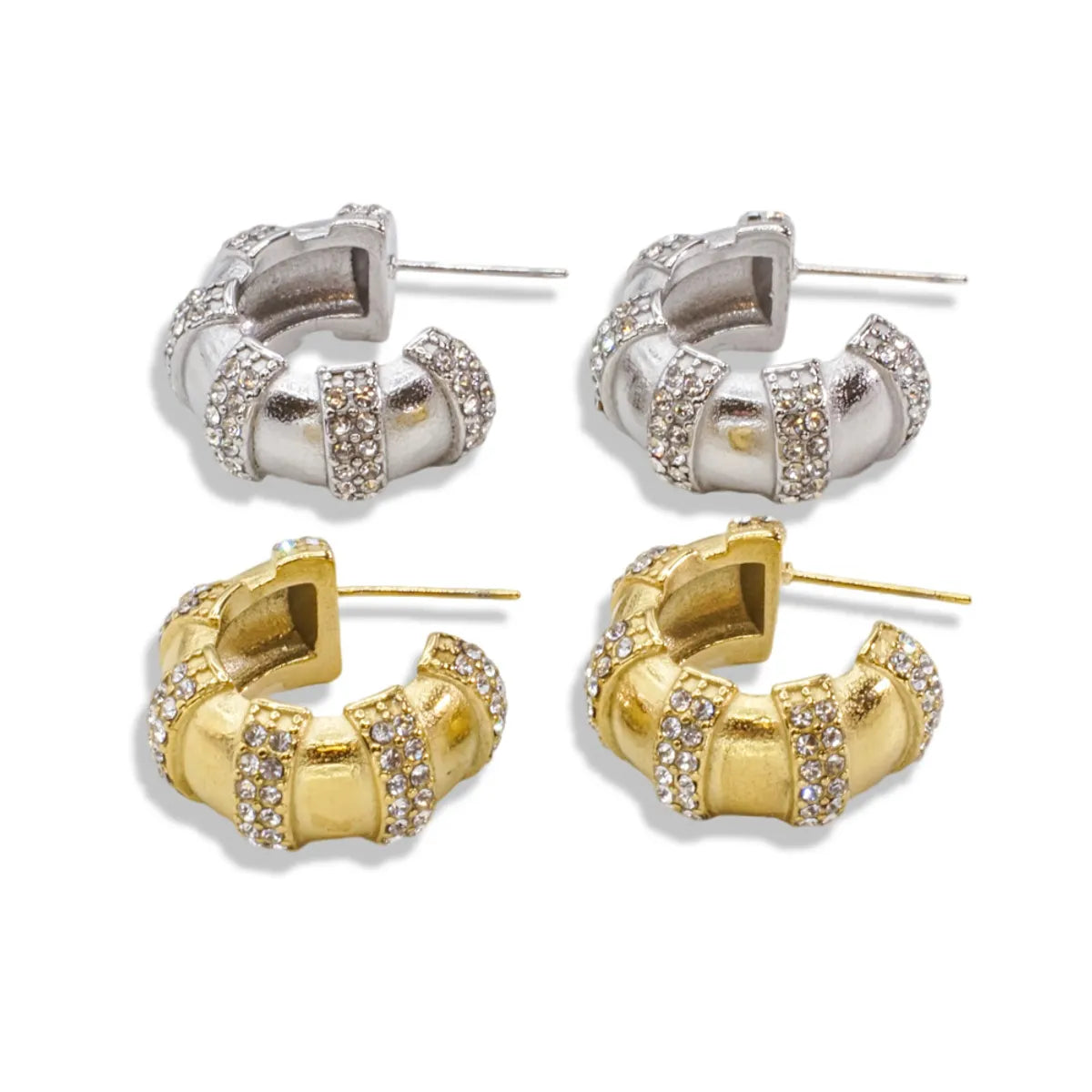 1 Pair Simple Style Classic Style Solid Color Inlay Titanium Steel Rhinestones Ear Studs