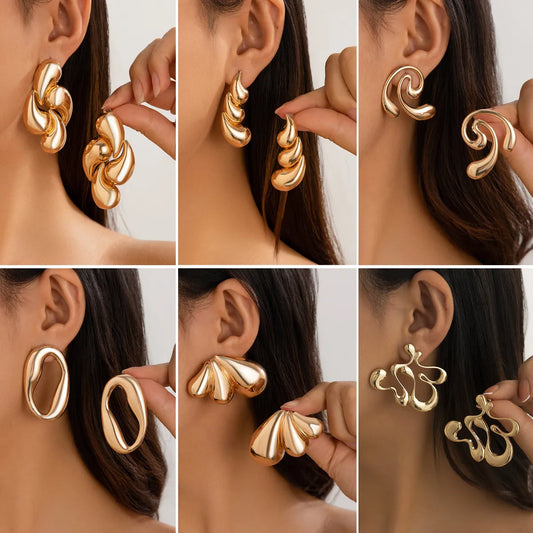 1 Pair Simple Style Classic Style Solid Color Irregular Plating Alloy Ear Studs