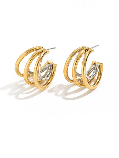 1 Pair Simple Style Classic Style Solid Color Layered Plating Titanium Steel 18k Gold Plated Gold Plated Ear Studs