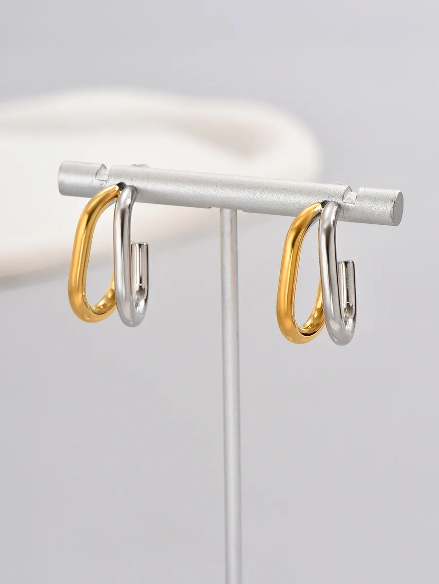 1 Pair Simple Style Classic Style Solid Color Layered Plating 304 Stainless Steel Titanium Steel 18K Gold Plated Ear Studs