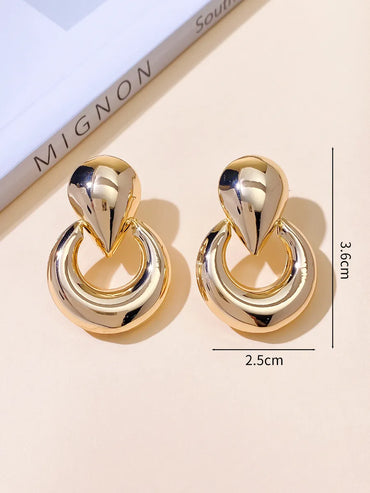 1 Pair Simple Style Classic Style Solid Color Metal Drop Earrings