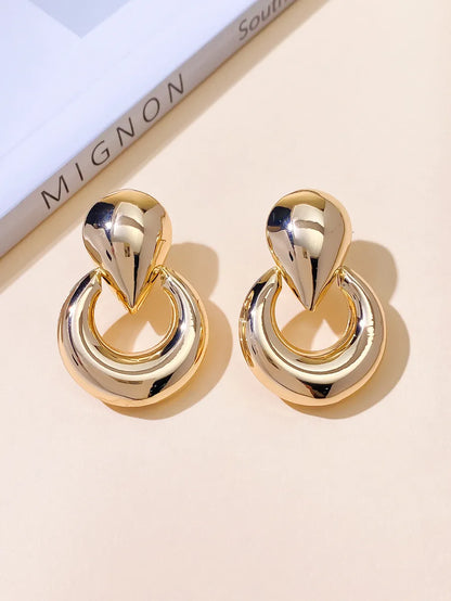 1 Pair Simple Style Classic Style Solid Color Metal Drop Earrings