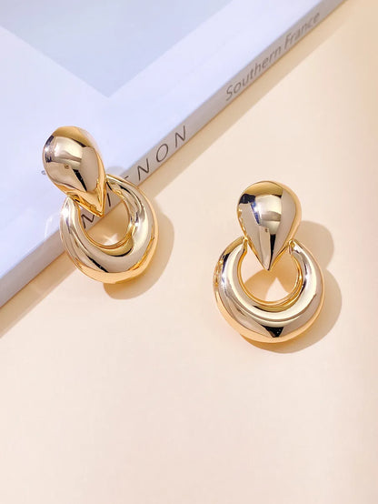 1 Pair Simple Style Classic Style Solid Color Metal Drop Earrings