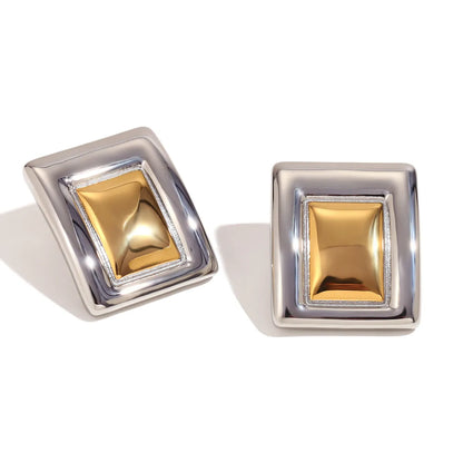 1 Pair Simple Style Classic Style Solid Color Plating 304 Stainless Steel 18K Gold Plated Ear Studs