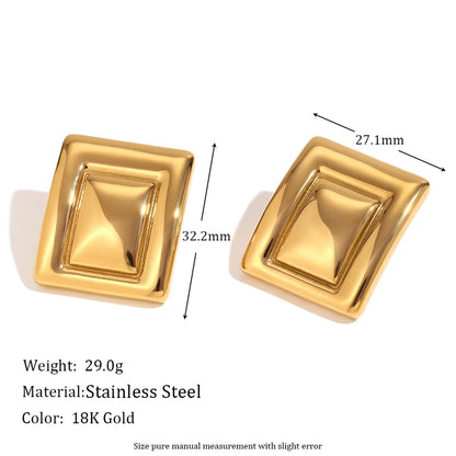 1 Pair Simple Style Classic Style Solid Color Plating 304 Stainless Steel 18K Gold Plated Ear Studs