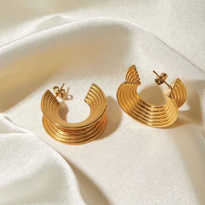 1 Pair Simple Style Classic Style Solid Color Plating 304 Stainless Steel 18K Gold Plated Ear Studs