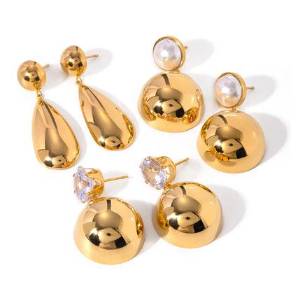 1 Pair Simple Style Classic Style Solid Color Plating 304 Stainless Steel 18K Gold Plated Ear Studs