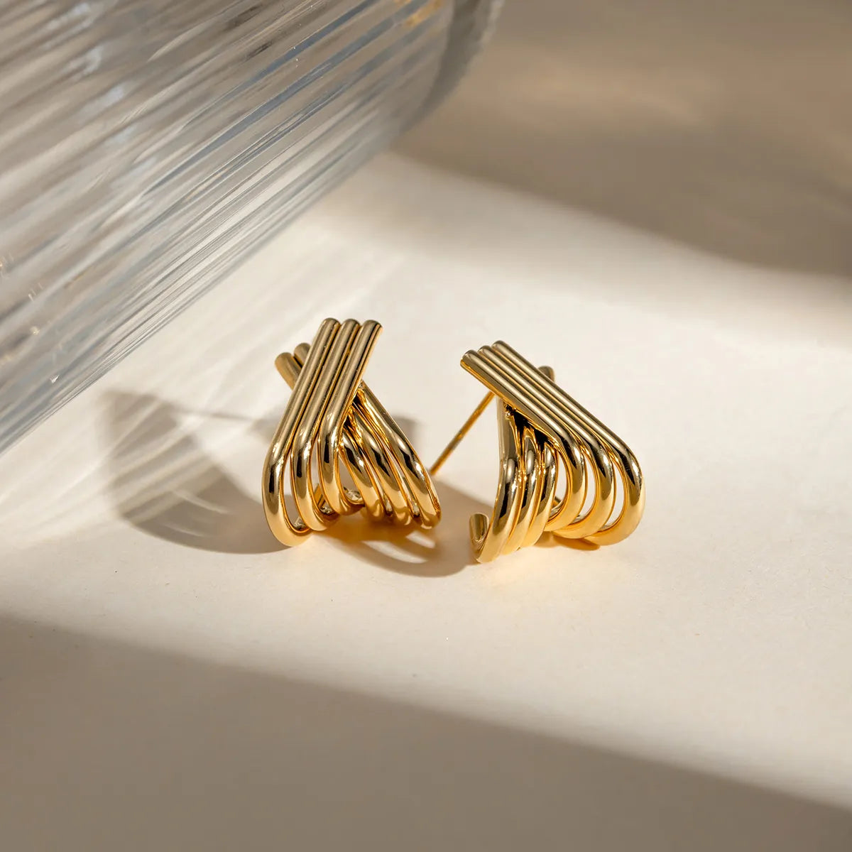 1 Pair Simple Style Classic Style Solid Color Plating 304 Stainless Steel 18K Gold Plated Ear Studs