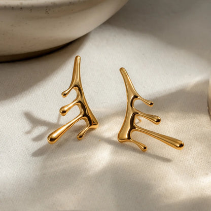 1 Pair Simple Style Classic Style Solid Color Plating 304 Stainless Steel 18K Gold Plated Ear Studs