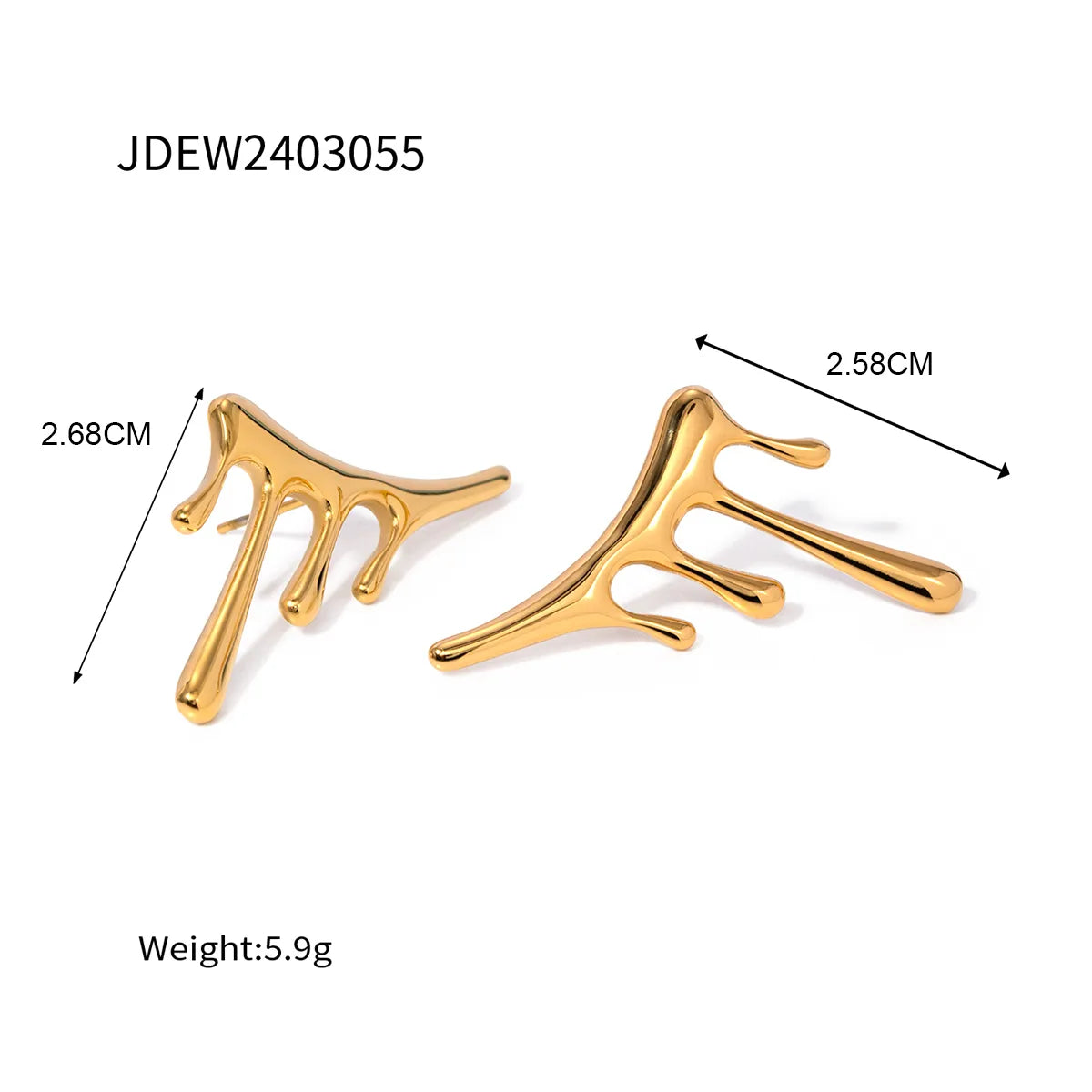 1 Pair Simple Style Classic Style Solid Color Plating 304 Stainless Steel 18K Gold Plated Ear Studs