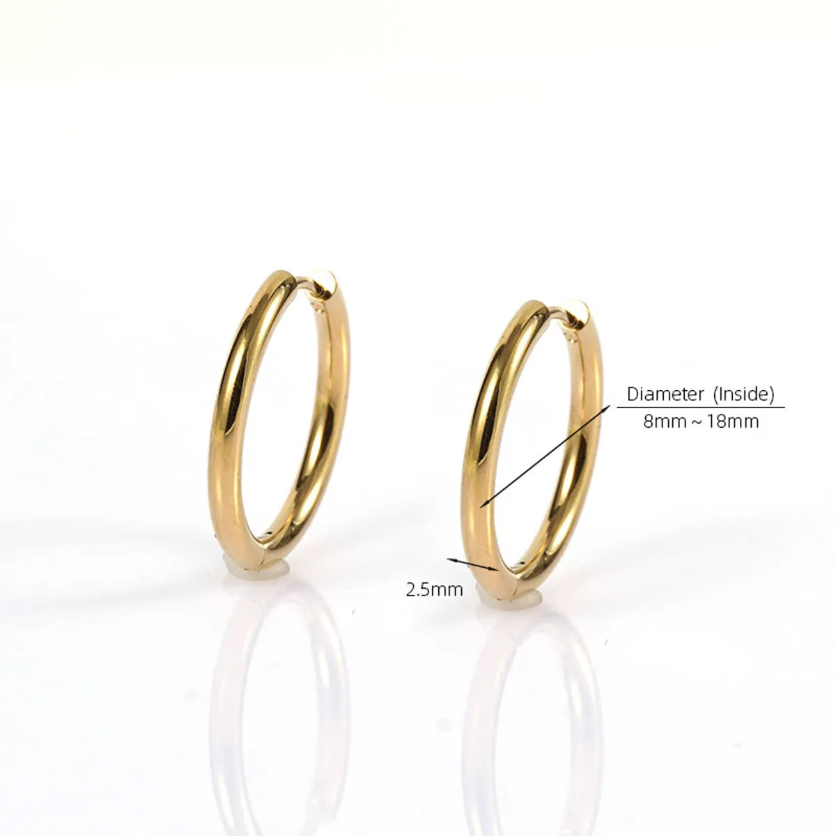 1 Pair Simple Style Classic Style Solid Color Plating 304 Stainless Steel 18K Gold Plated Earrings