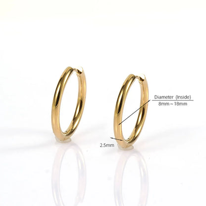 1 Pair Simple Style Classic Style Solid Color Plating 304 Stainless Steel 18K Gold Plated Earrings