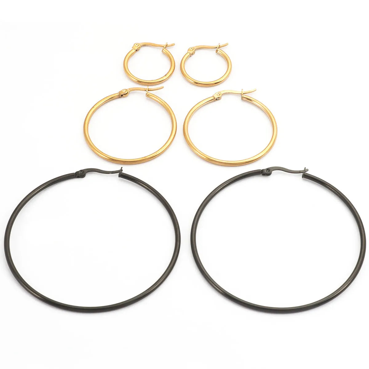 1 Pair Simple Style Classic Style Solid Color Plating 304 Stainless Steel 18K Gold Plated Earrings